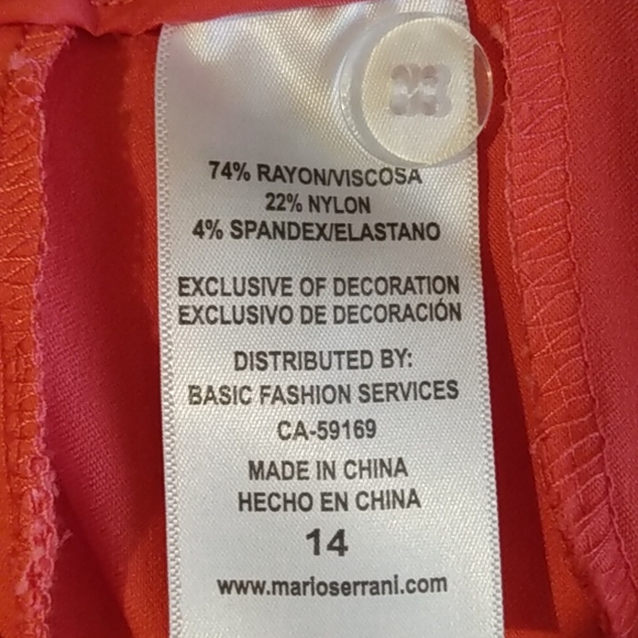 Mario Serrani Italy Coral Slim-Fit Dress Pants Women’s 14 NWT - Picture 5 of 13